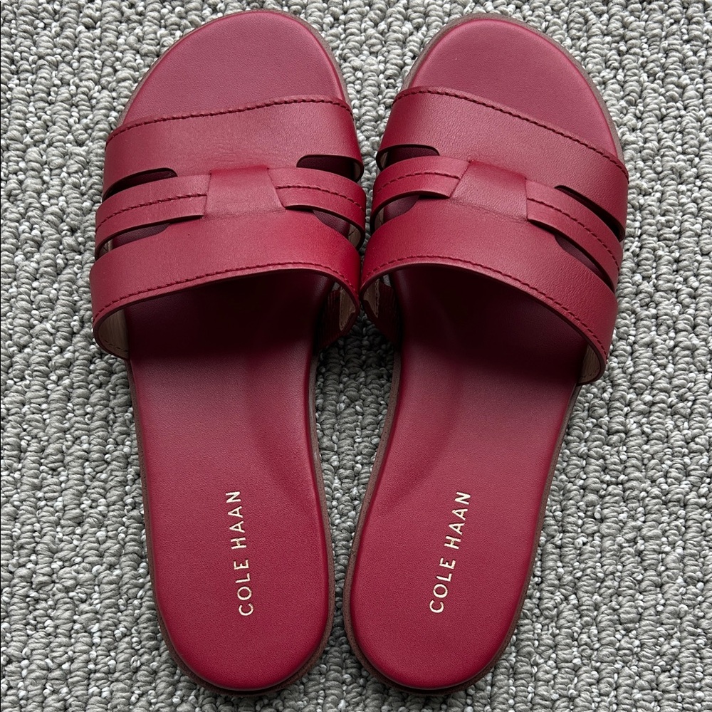 Cole Haan Women's Dark Red Flynn Slotted Slide Sandals Size 7.5 W32122